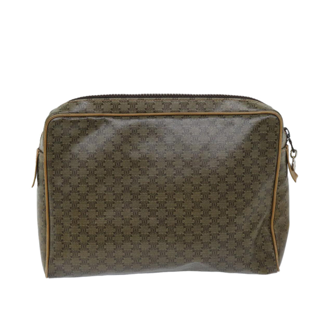 CELINE Macadam Canvas Clutch Bag Beige Auth ep3796