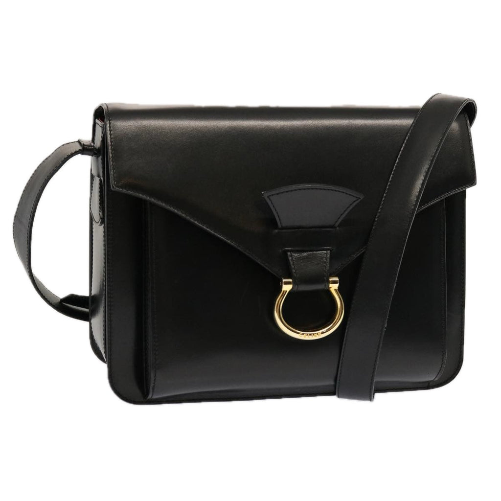 CELINE Shoulder Bag Leather Black  ep3891