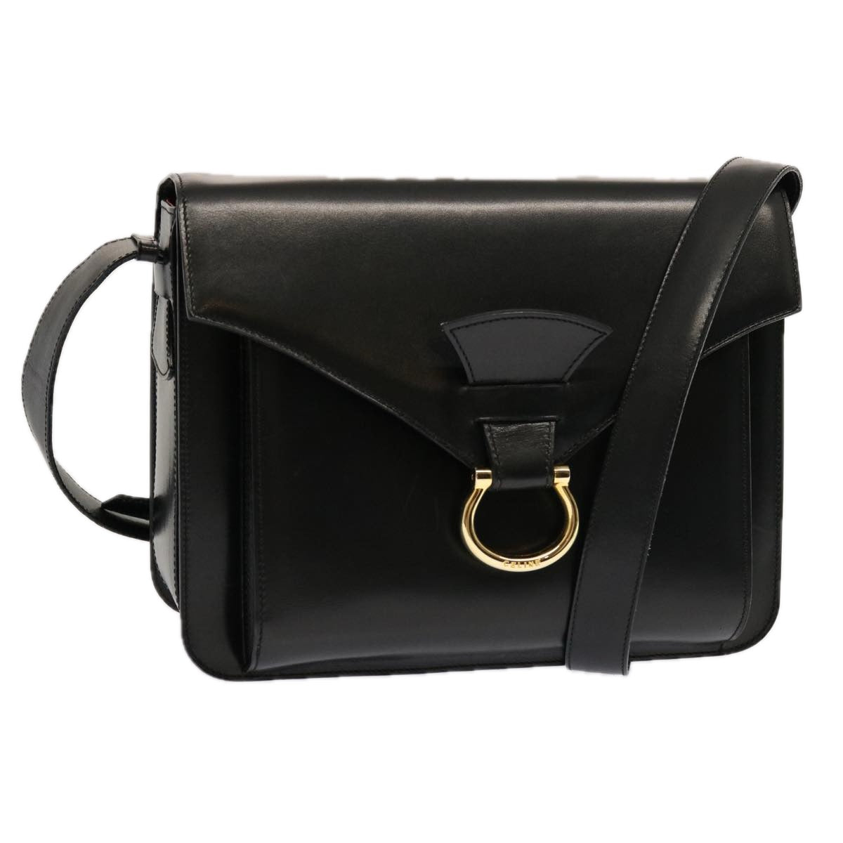 CELINE Shoulder Bag Leather Black  ep3891