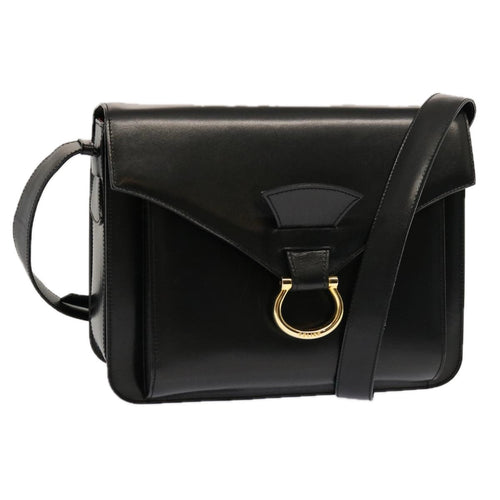 CELINE Shoulder Bag Leather Black  ep3891