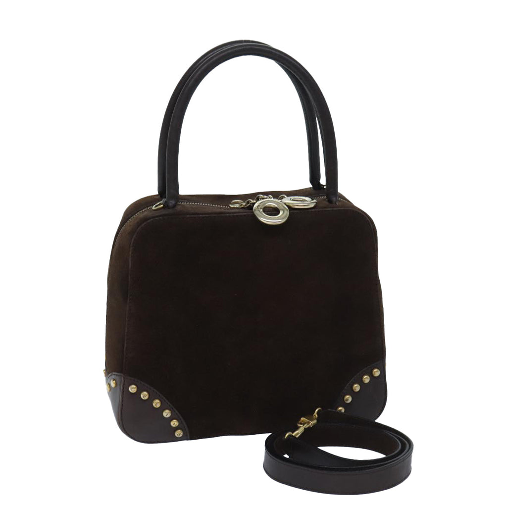 CELINE Hand Bag Suede 2way Brown  ep3900