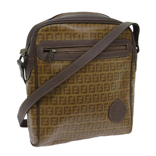 FENDI Zucchino Canvas Shoulder Bag Brownep3988