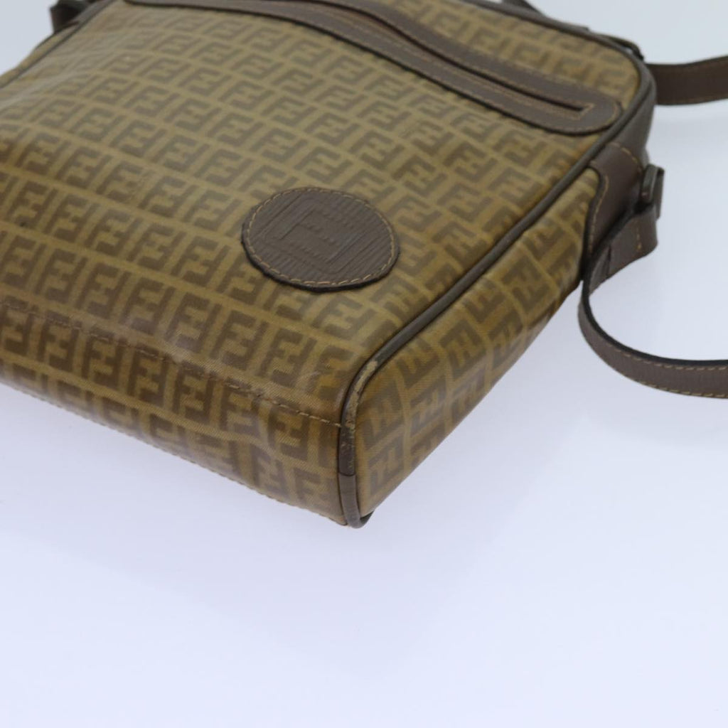 FENDI Zucchino Canvas Shoulder Bag Brownep3988