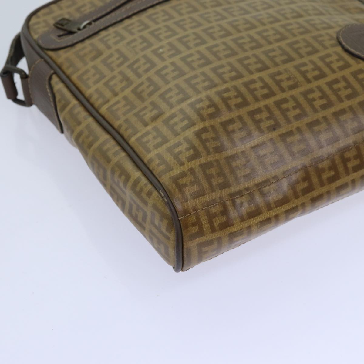 FENDI Zucchino Canvas Shoulder Bag Brownep3988