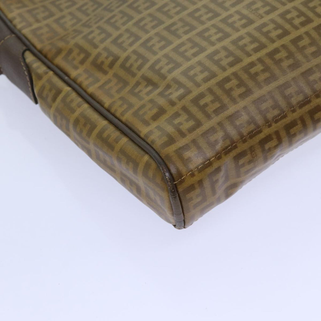 FENDI Zucchino Canvas Shoulder Bag Brownep3988