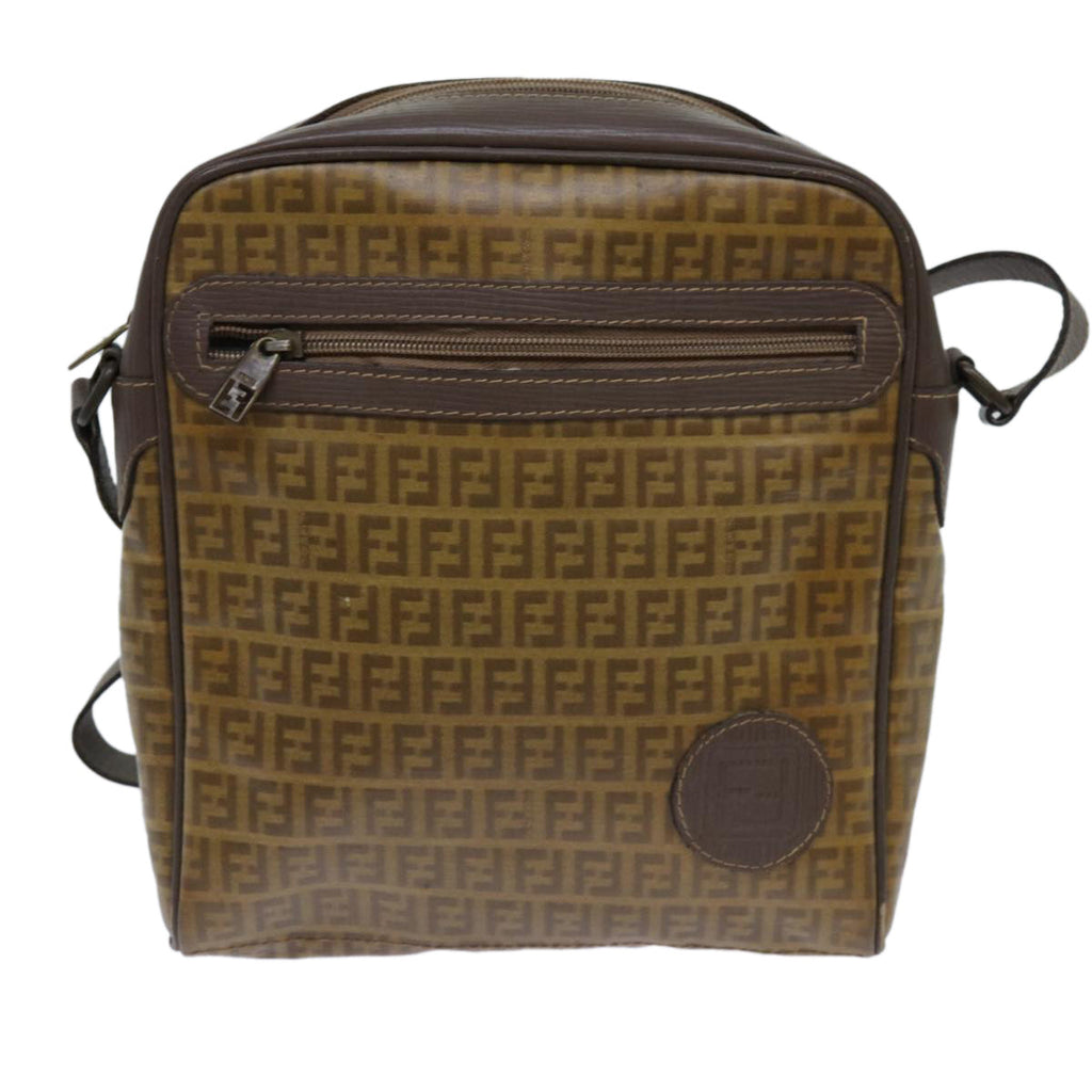 FENDI Zucchino Canvas Shoulder Bag Brownep3988