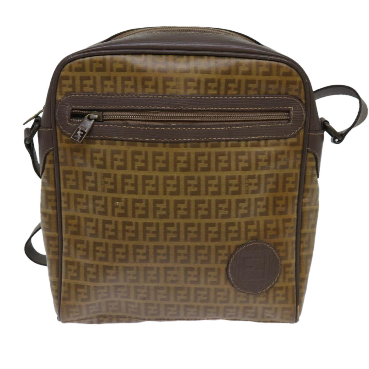 FENDI Zucchino Canvas Shoulder Bag Brownep3988