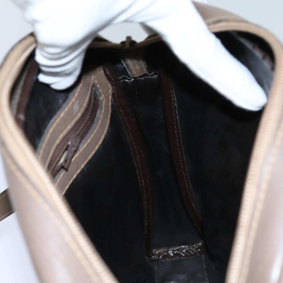 FENDI Zucchino Canvas Shoulder Bag Brownep3988