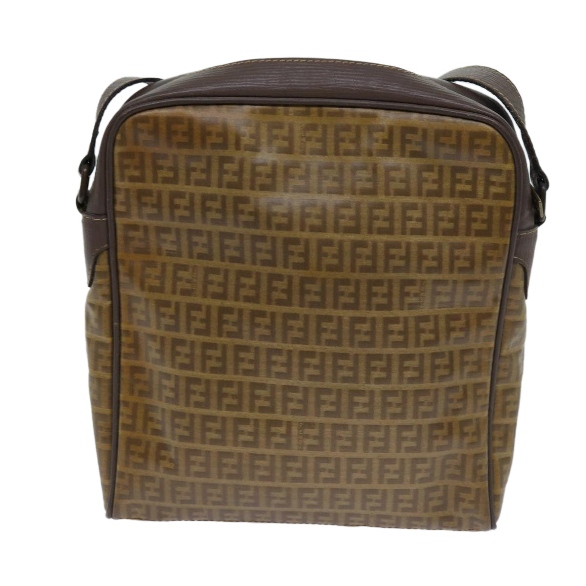 FENDI Zucchino Canvas Shoulder Bag Brownep3988