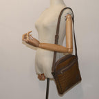 FENDI Zucchino Canvas Shoulder Bag Brownep3988