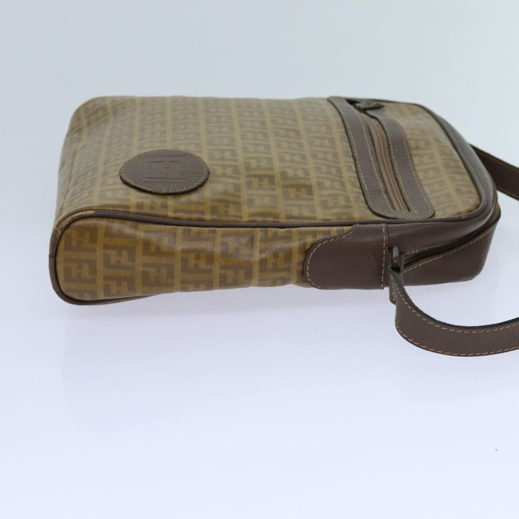 FENDI Zucchino Canvas Shoulder Bag Brownep3988
