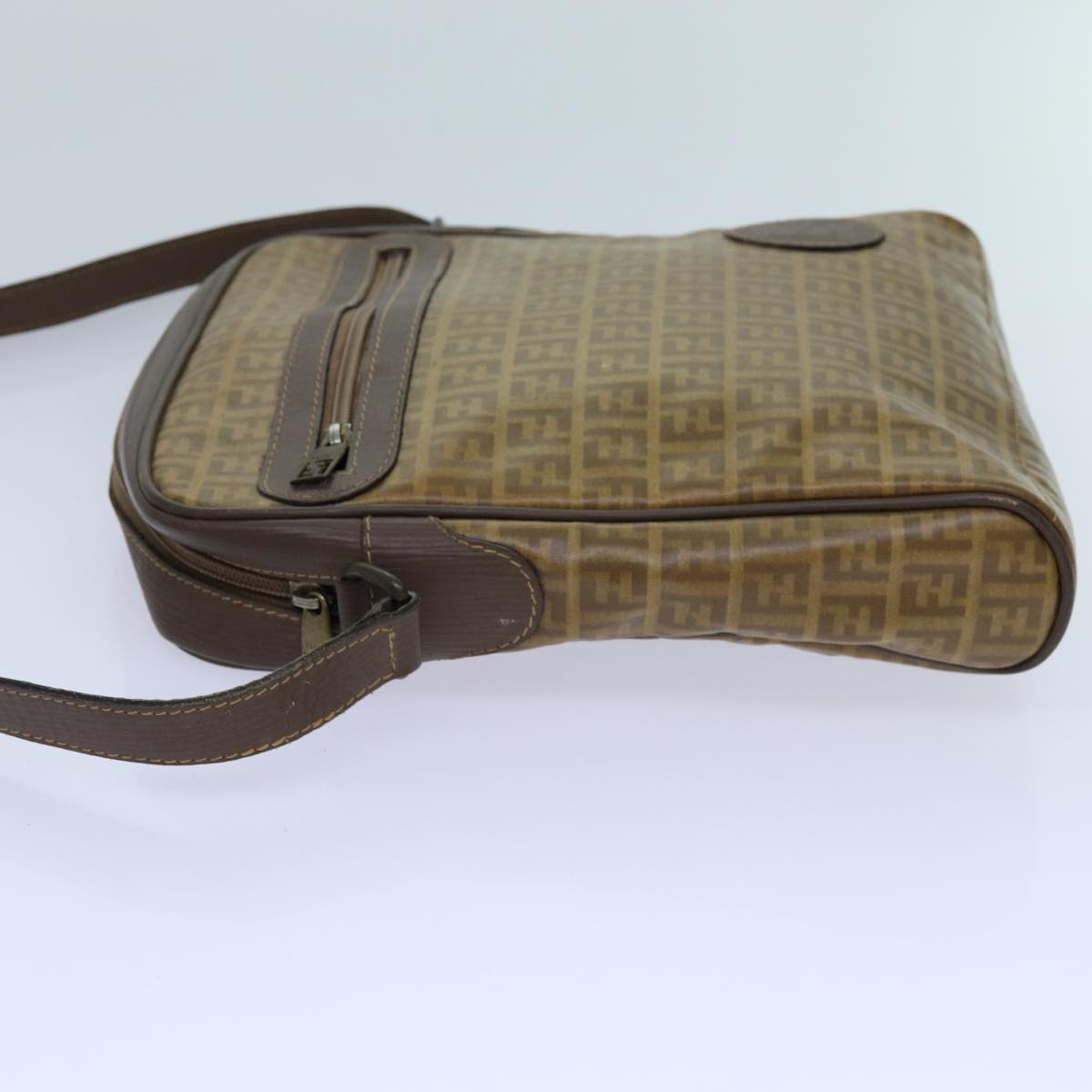 FENDI Zucchino Canvas Shoulder Bag Brownep3988