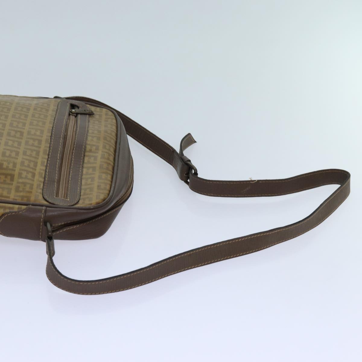 FENDI Zucchino Canvas Shoulder Bag Brownep3988