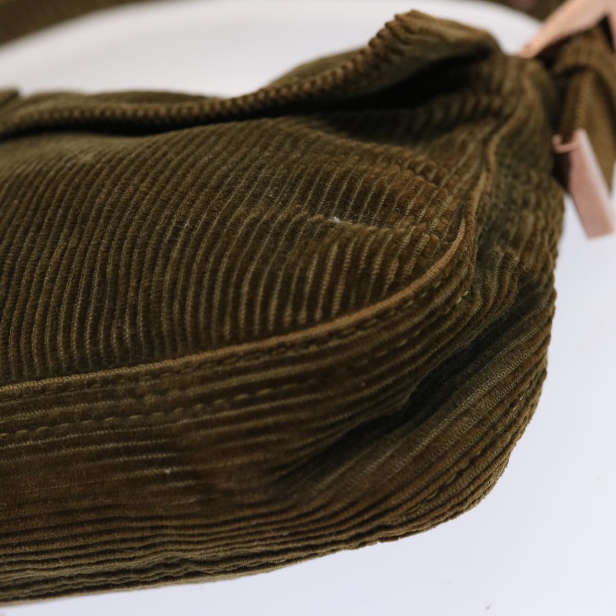 FENDI Mamma Baguette Shoulder Bag Corduroy Khakiep3989