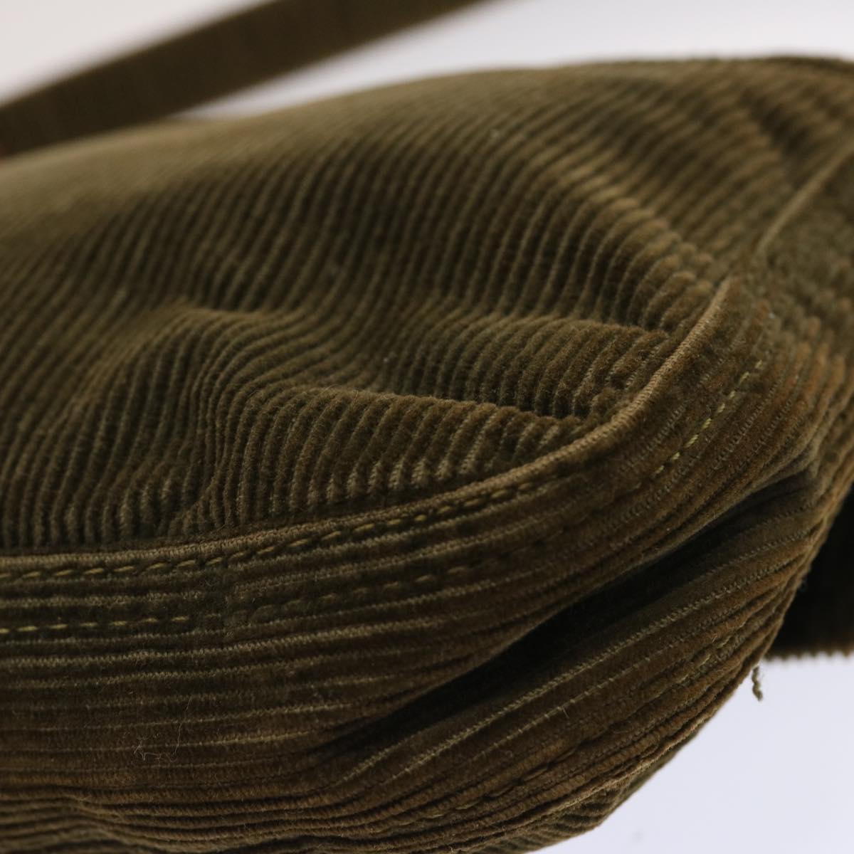 FENDI Mamma Baguette Shoulder Bag Corduroy Khakiep3989