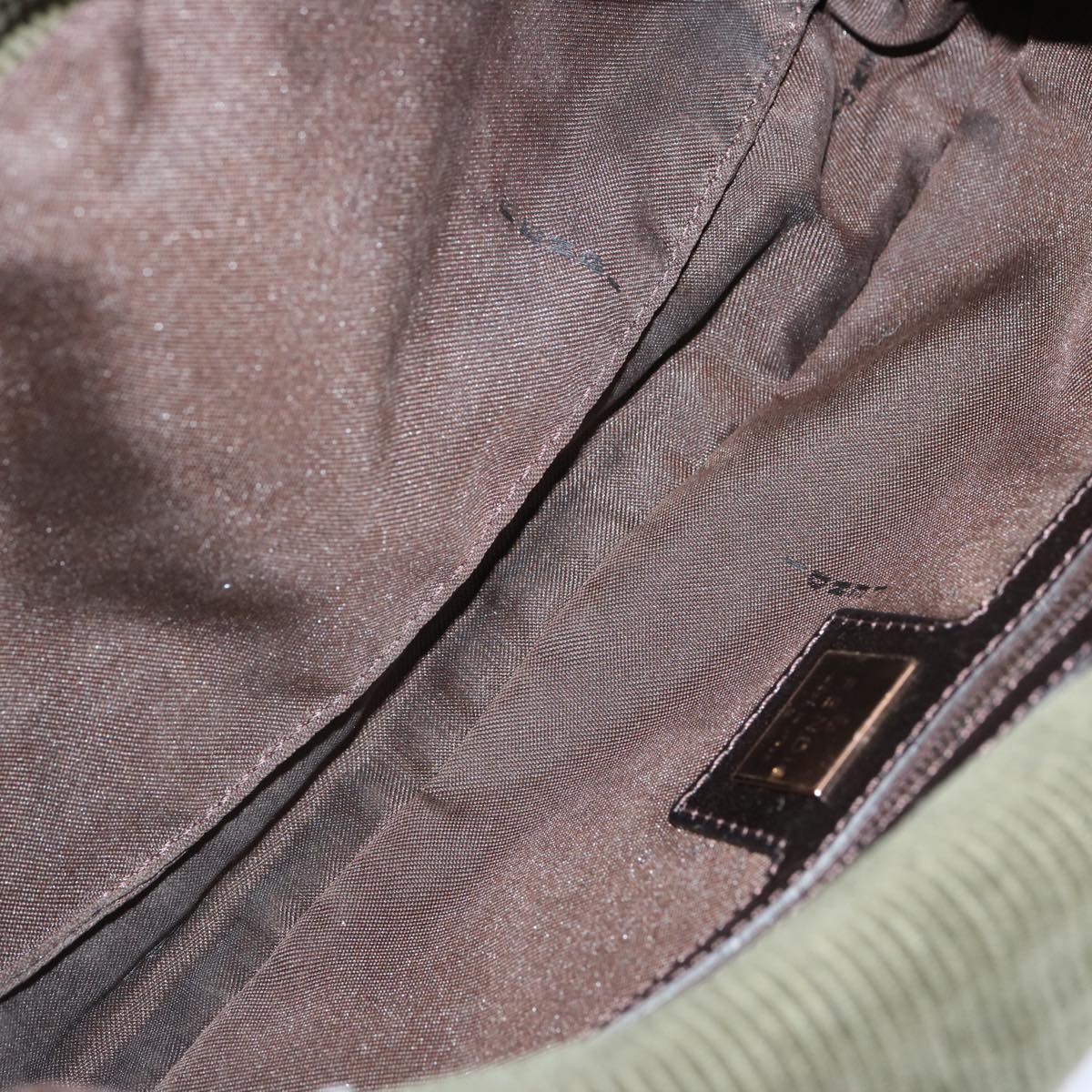 FENDI Mamma Baguette Shoulder Bag Corduroy Khakiep3989