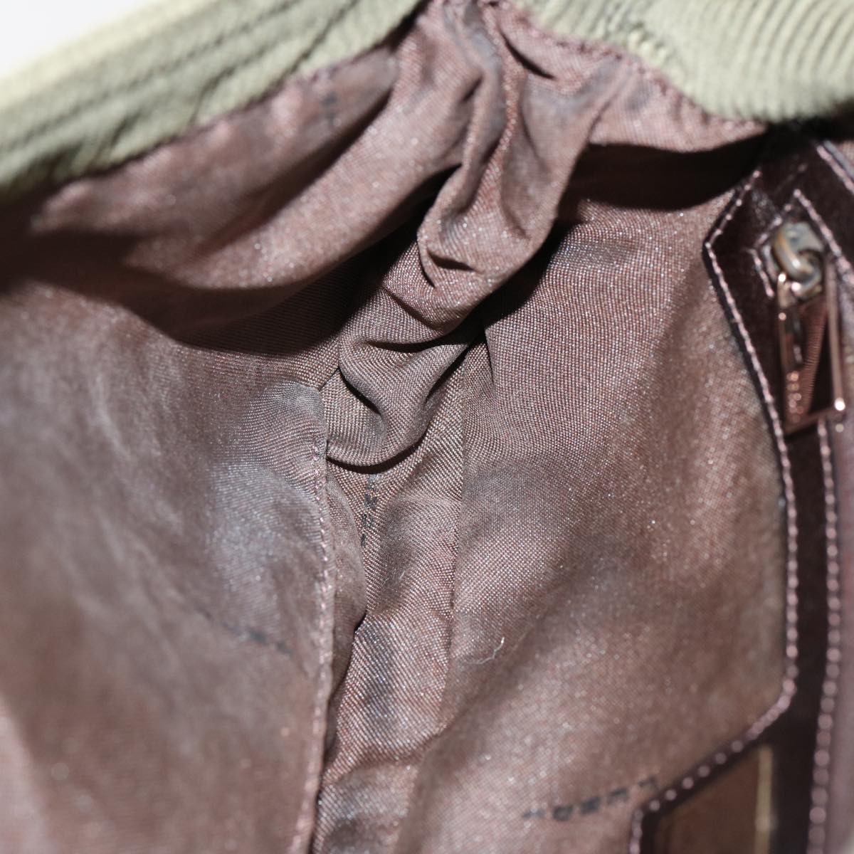 FENDI Mamma Baguette Shoulder Bag Corduroy Khakiep3989