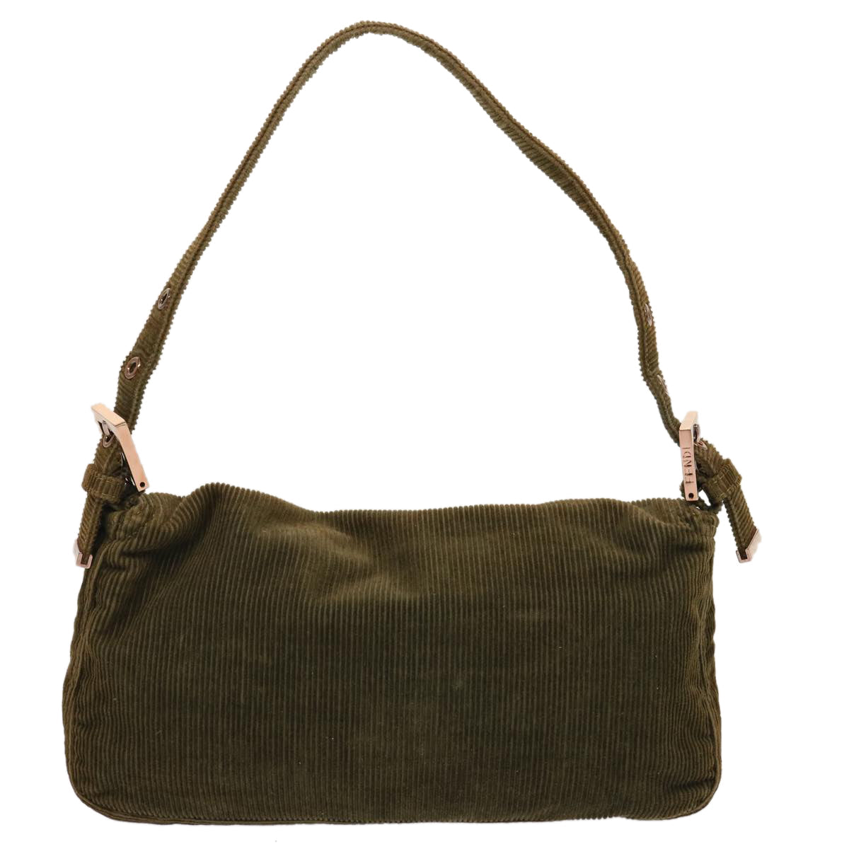 FENDI Mamma Baguette Shoulder Bag Corduroy Khakiep3989