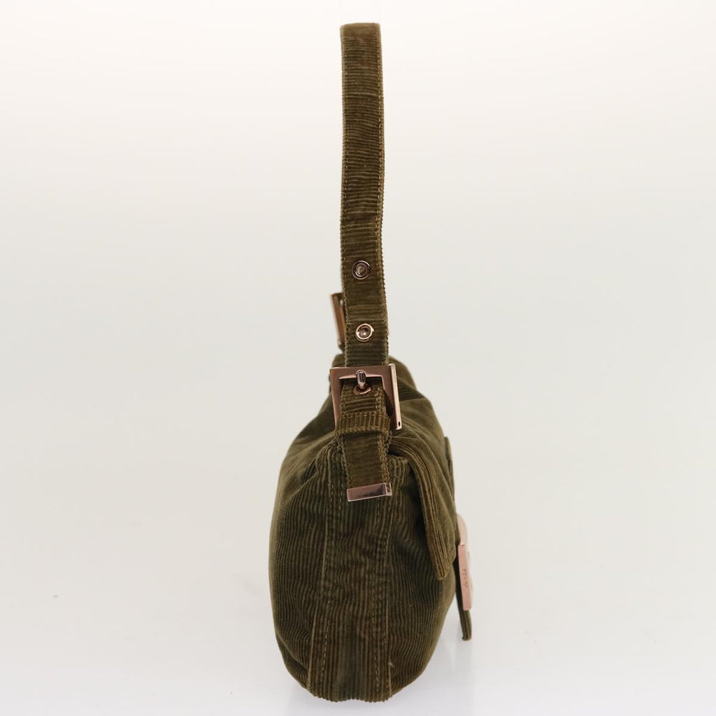 FENDI Mamma Baguette Shoulder Bag Corduroy Khakiep3989