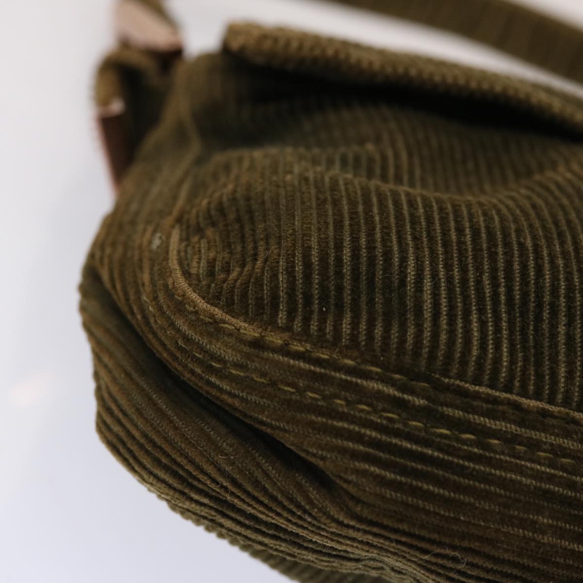 FENDI Mamma Baguette Shoulder Bag Corduroy Khakiep3989