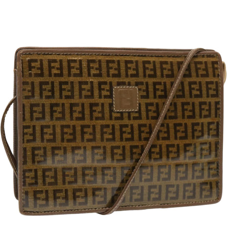 FENDI Zucchino Canvas Shoulder Bag Vintage Brownep3991