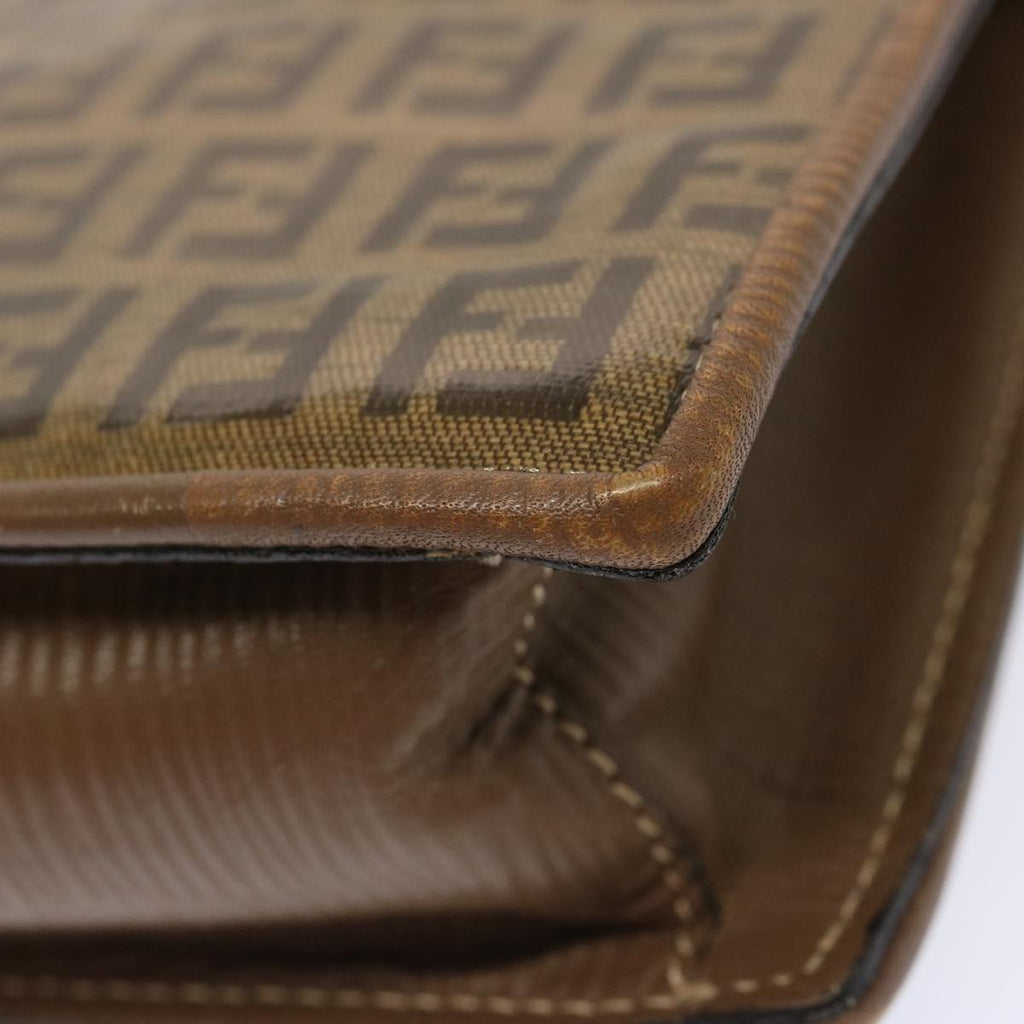 FENDI Zucchino Canvas Shoulder Bag Vintage Brownep3991