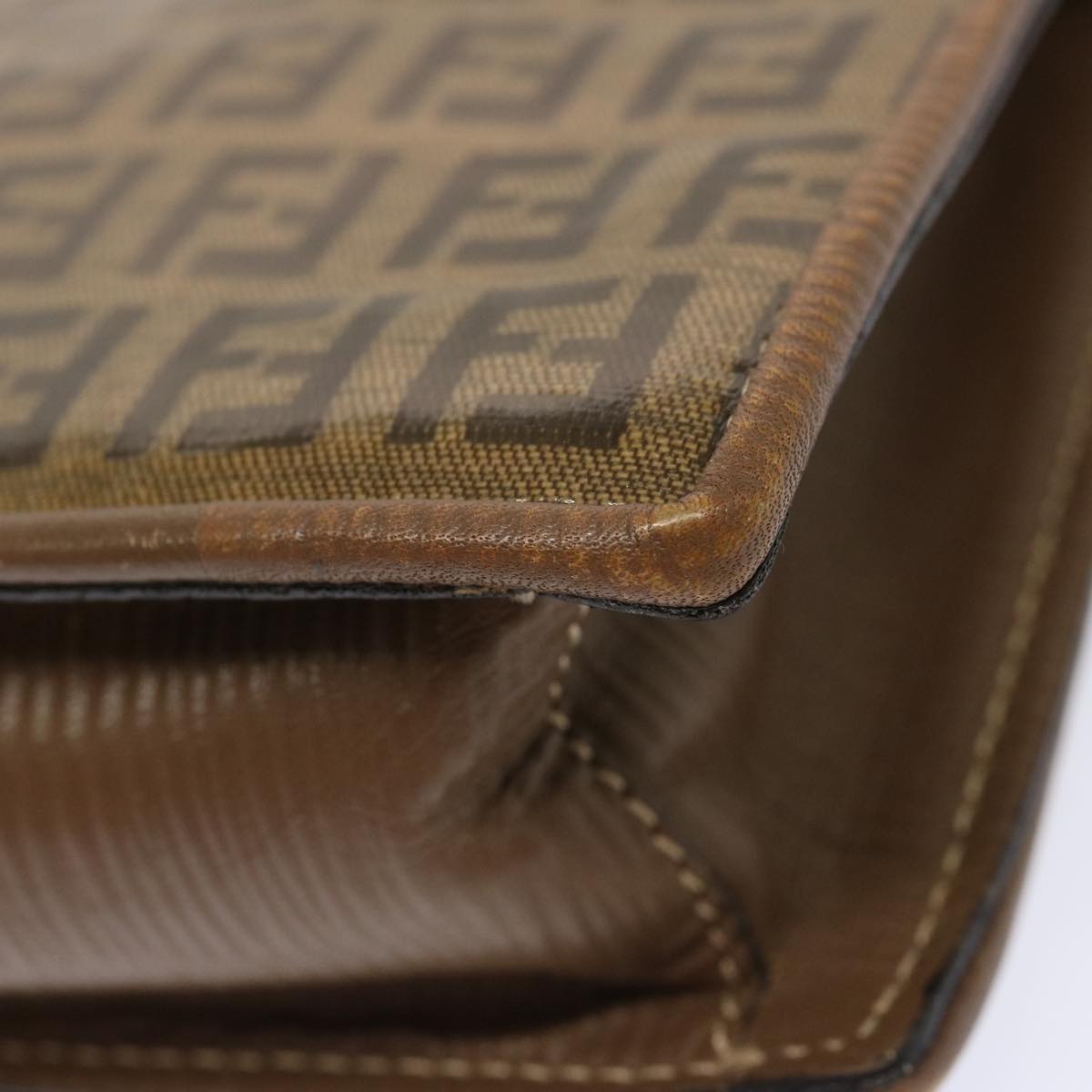 FENDI Zucchino Canvas Shoulder Bag Vintage Brownep3991