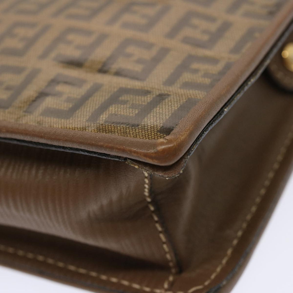 FENDI Zucchino Canvas Shoulder Bag Vintage Brownep3991