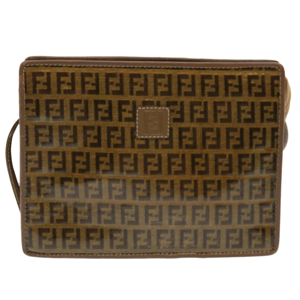 FENDI Zucchino Canvas Shoulder Bag Vintage Brownep3991