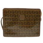 FENDI Zucchino Canvas Shoulder Bag Vintage Brownep3991