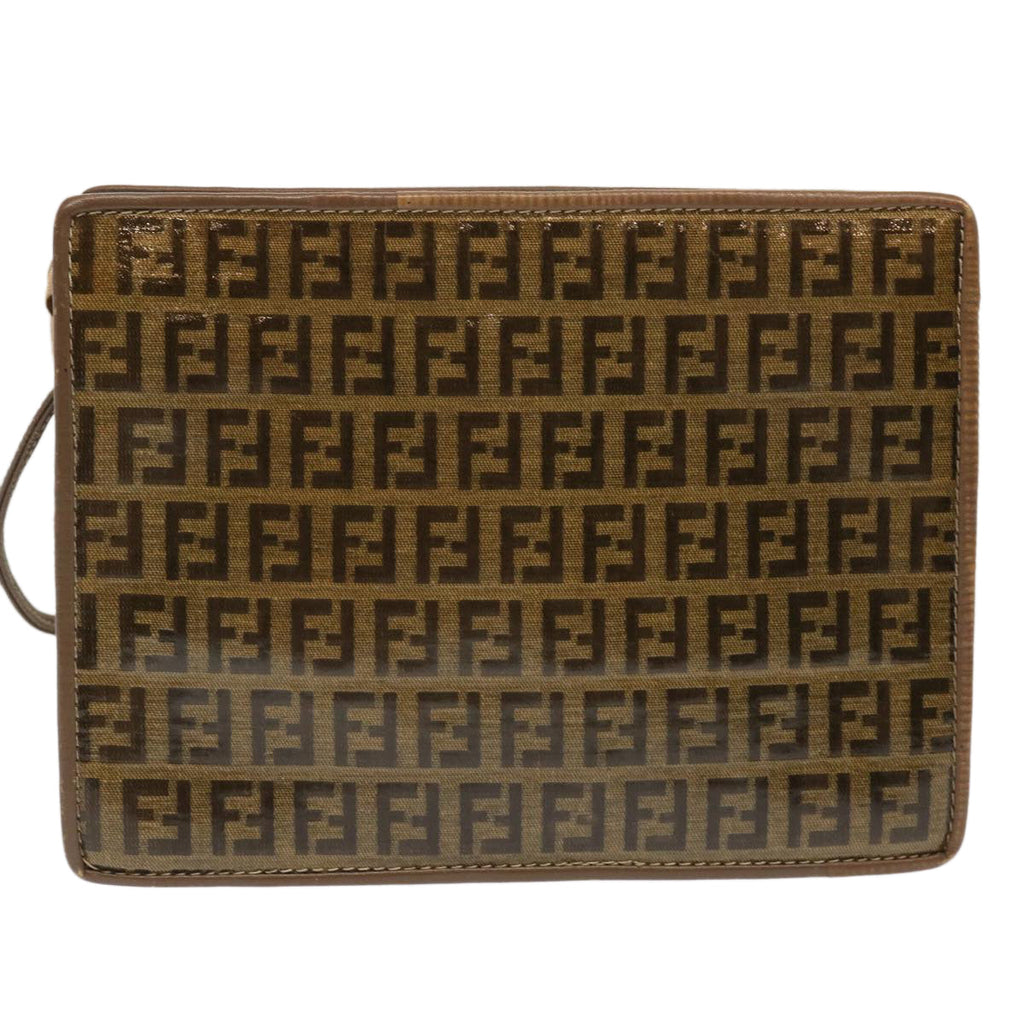 FENDI Zucchino Canvas Shoulder Bag Vintage Brownep3991