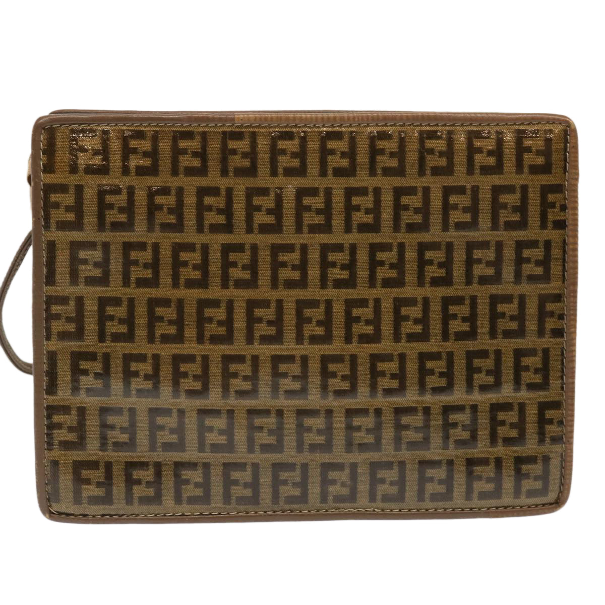 FENDI Zucchino Canvas Shoulder Bag Vintage Brownep3991