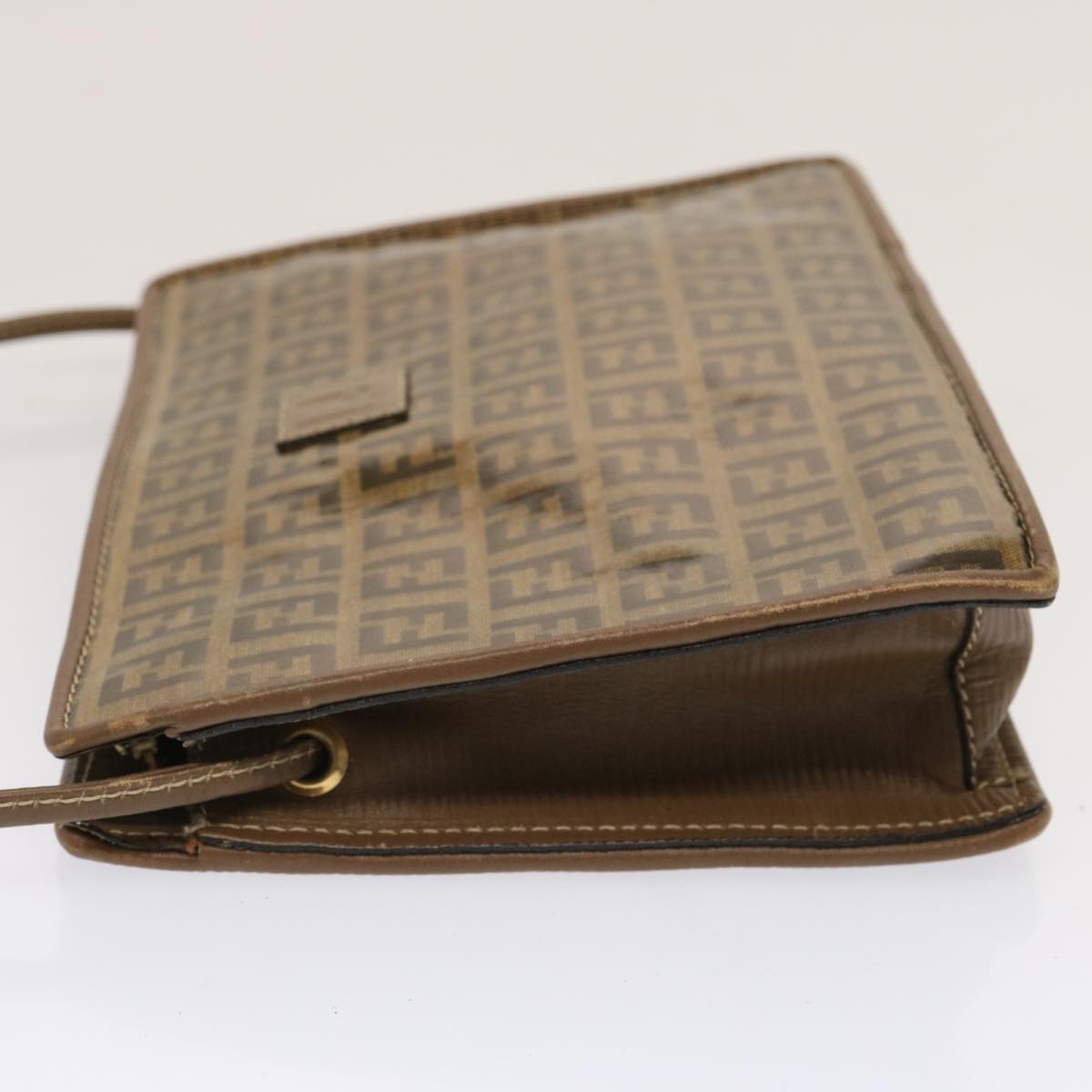 FENDI Zucchino Canvas Shoulder Bag Vintage Brownep3991