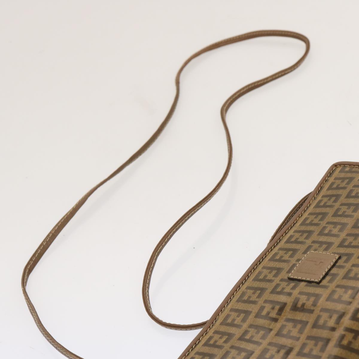 FENDI Zucchino Canvas Shoulder Bag Vintage Brownep3991
