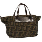FENDI Zucca Canvas Hand Bag Brown Blackep4011