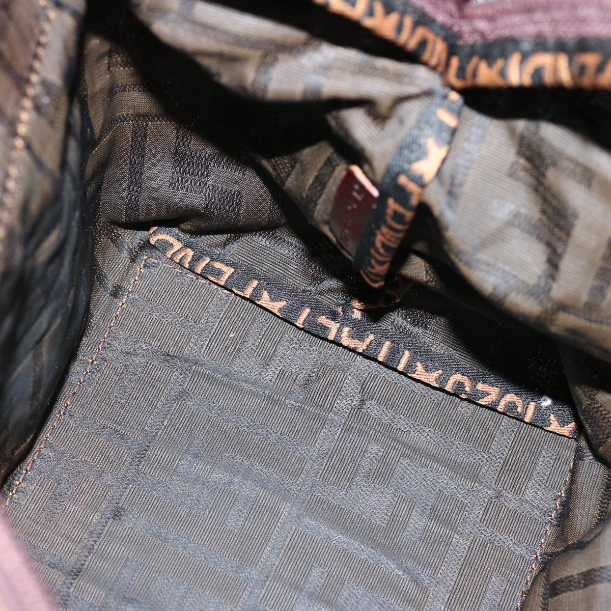 FENDI Zucca Canvas Hand Bag Brown Blackep4011