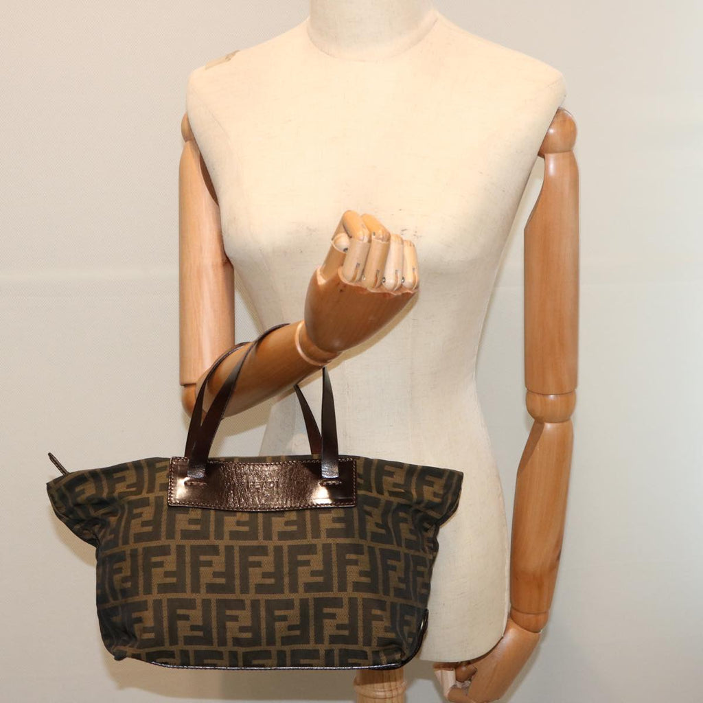 FENDI Zucca Canvas Hand Bag Brown Blackep4011