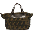 FENDI Zucca Canvas Hand Bag Brown Blackep4011