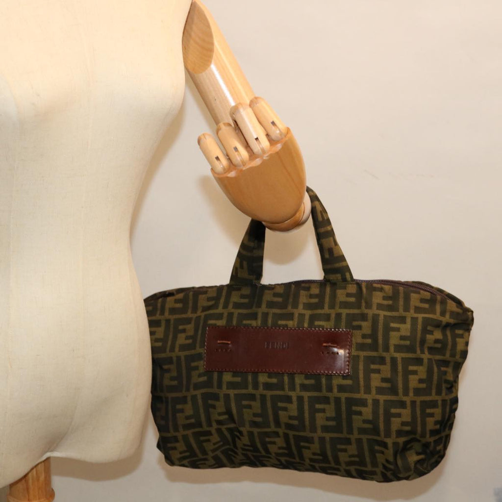 FENDI Zucca Canvas Hand Bag Brown Blackep4023