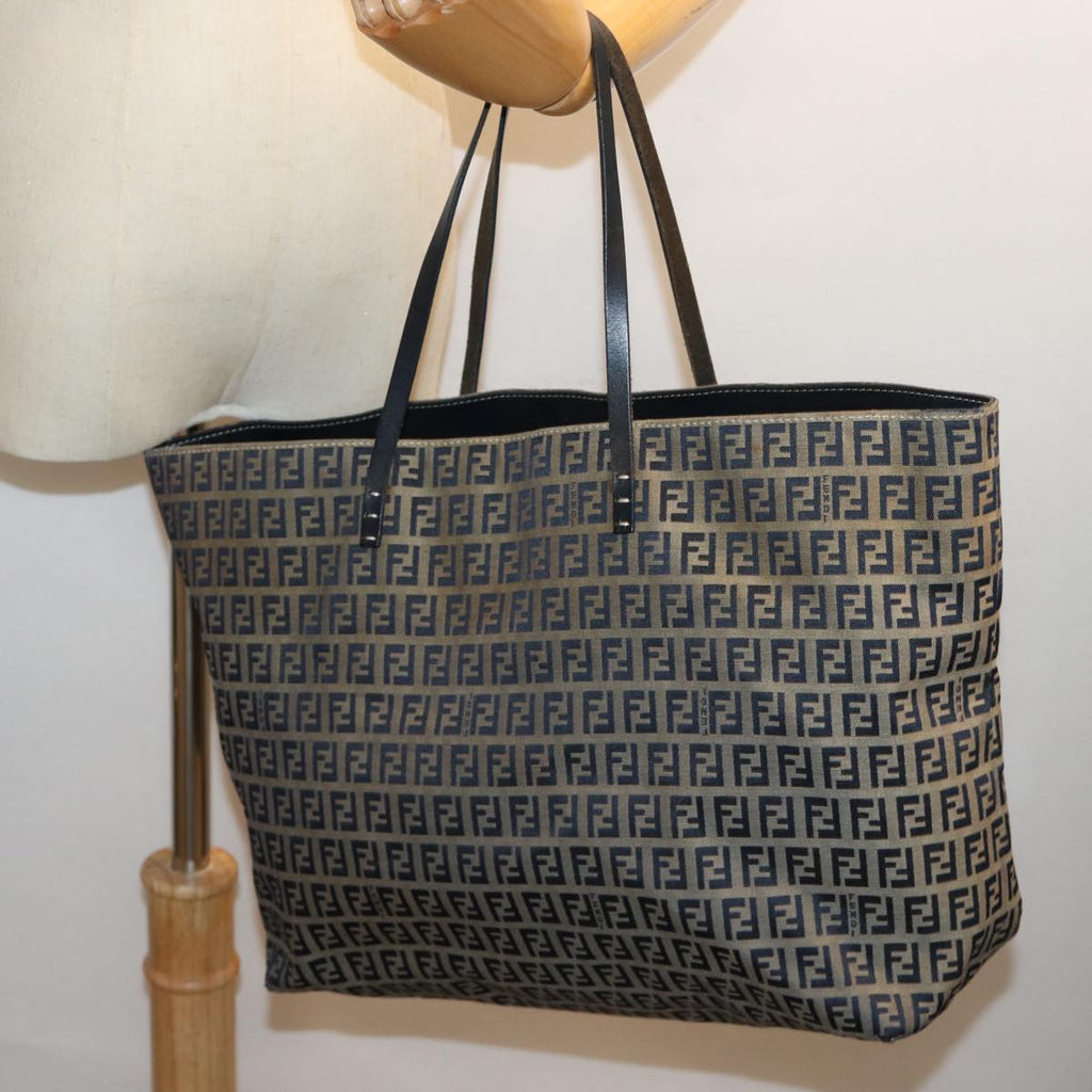 FENDI Zucchino Canvas Tote Bag Navyep4064