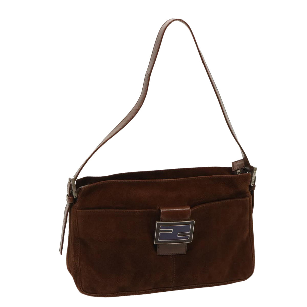 FENDI Mamma Baguette Shoulder Bag Suede Brownep4073