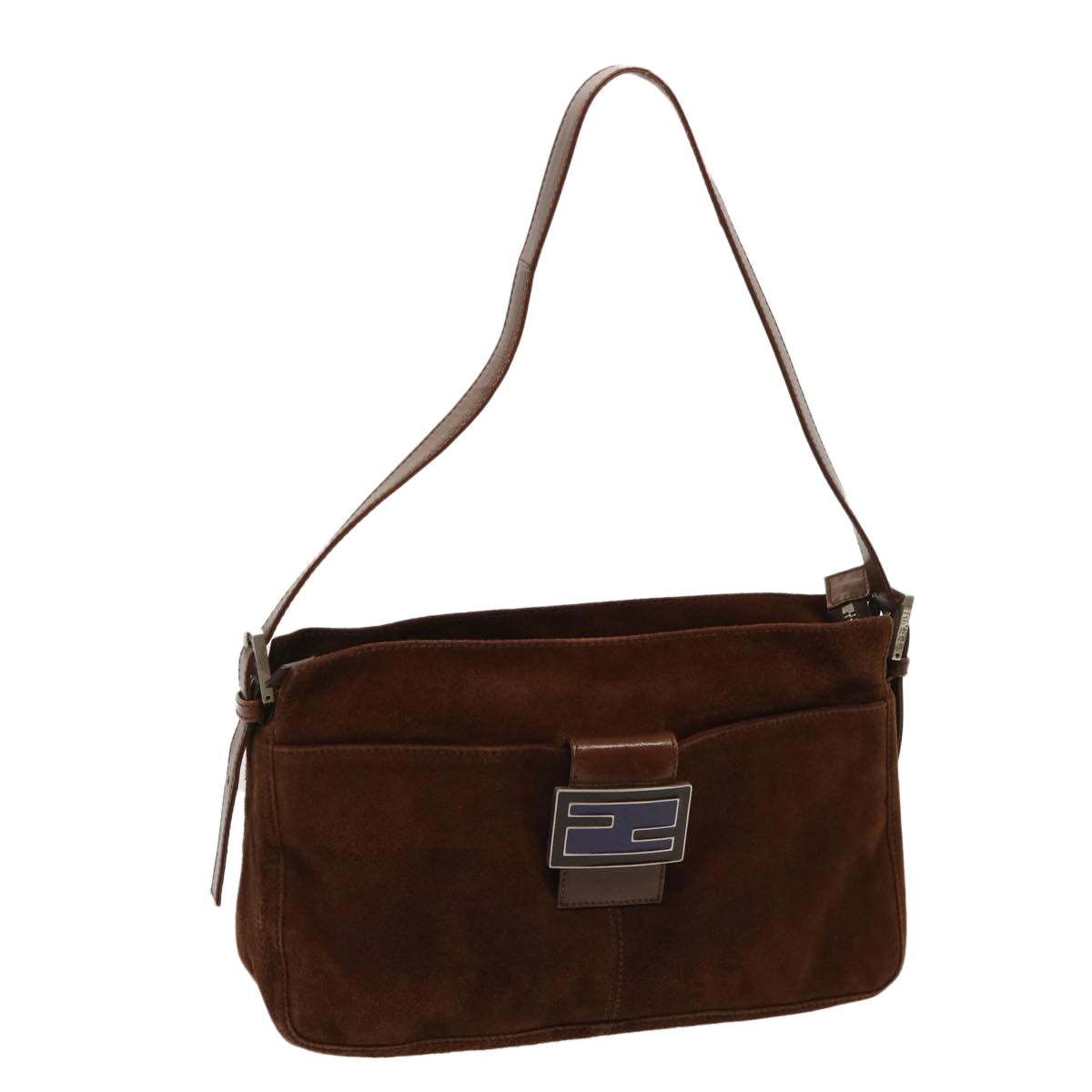 FENDI Mamma Baguette Shoulder Bag Suede Brownep4073
