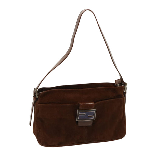 FENDI Mamma Baguette Shoulder Bag Suede Brownep4073