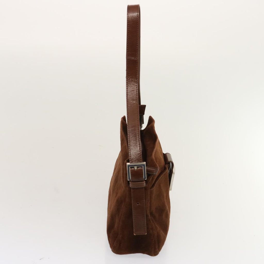 FENDI Mamma Baguette Shoulder Bag Suede Brownep4073