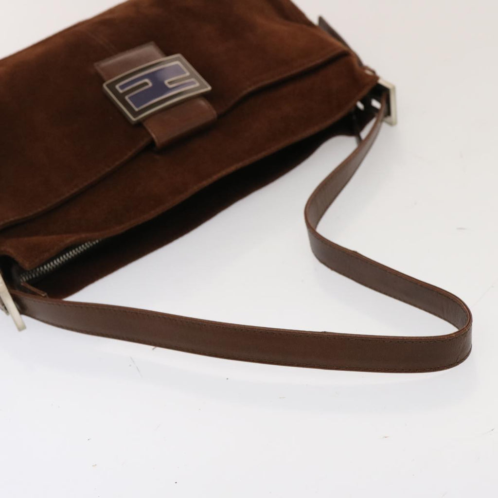 FENDI Mamma Baguette Shoulder Bag Suede Brownep4073