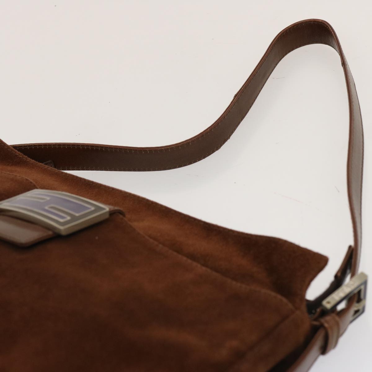 FENDI Mamma Baguette Shoulder Bag Suede Brownep4073