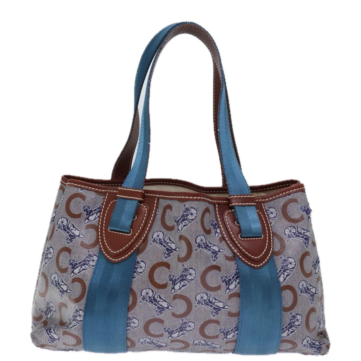 CELINE C Macadam Canvas Hand Bag Coated Canvas Brown Auth ep4079