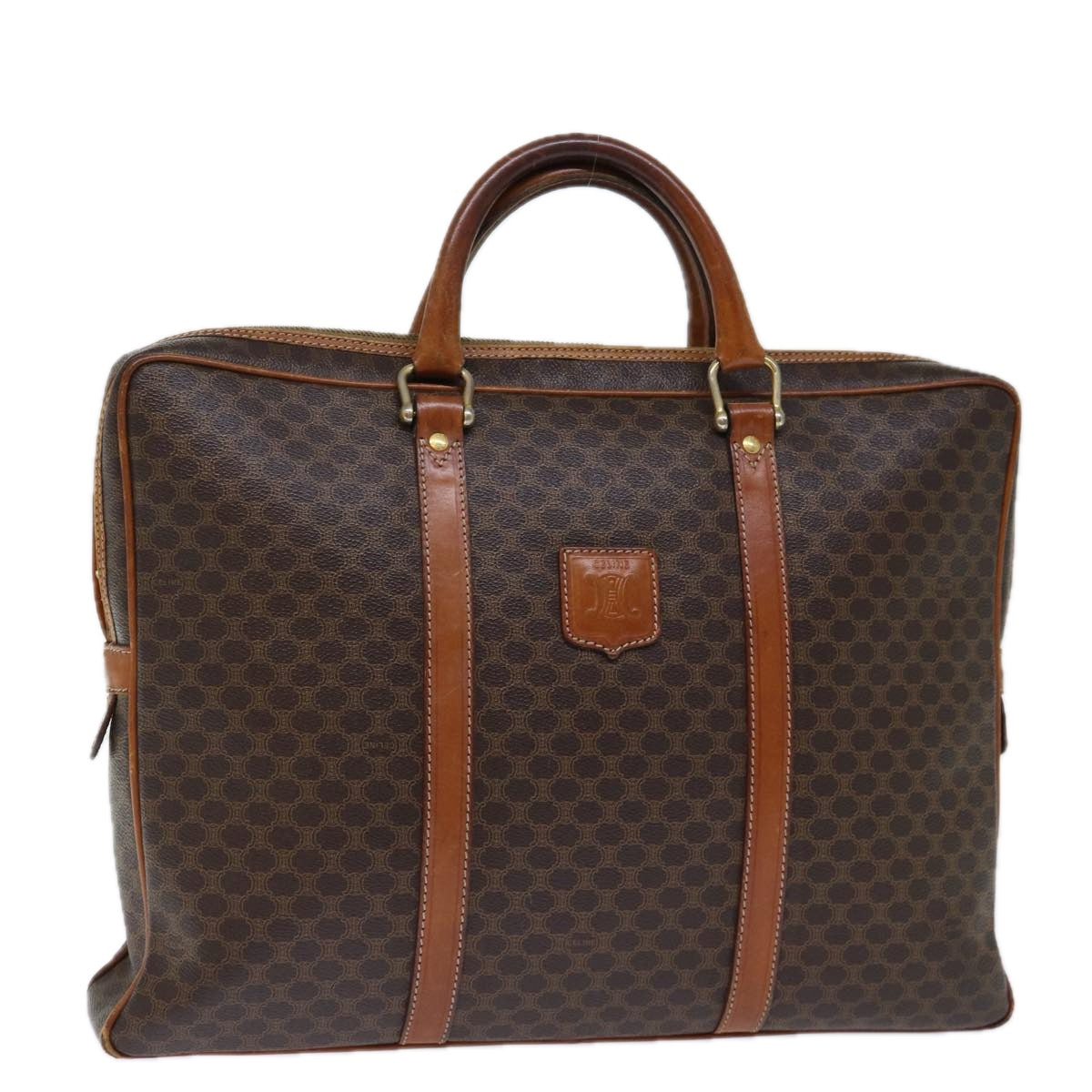 CELINE Macadam Canvas Business Bag PVC Leather Brown  ep4097