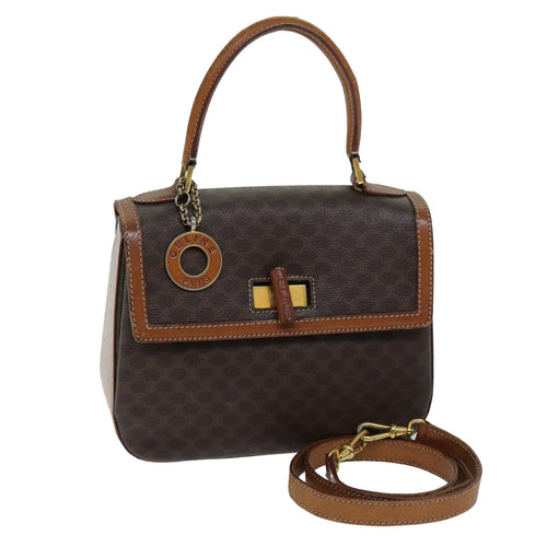 CELINE Macadam Canvas Hand Bag PVC 2way Brown  ep4104