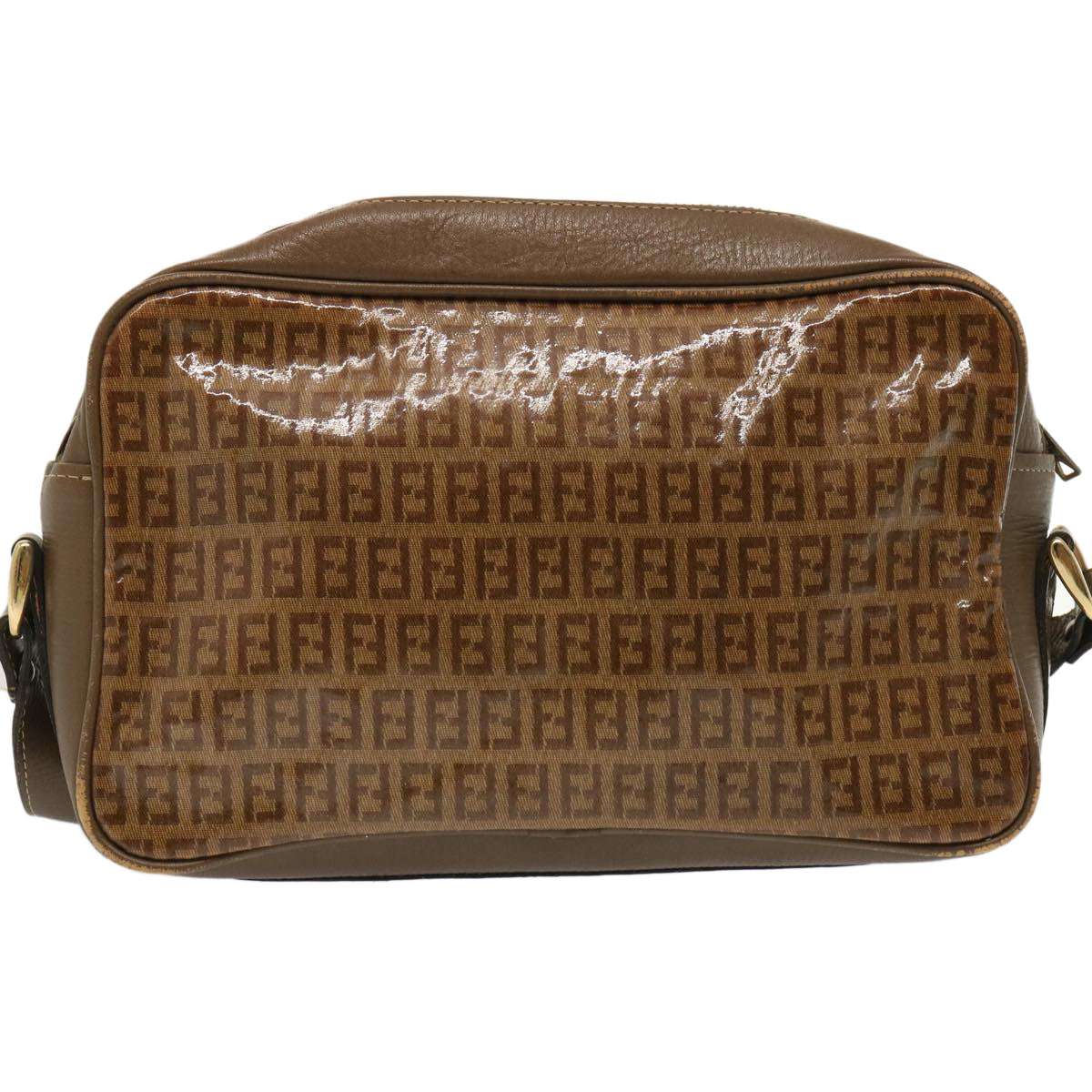FENDI Zucchino Canvas Shoulder Bag Vintage Beigeep4149
